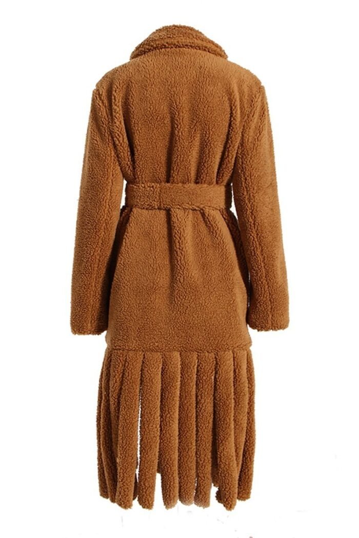 Letitia Belted Tassel Vegan Fur Overcoat - Image 8