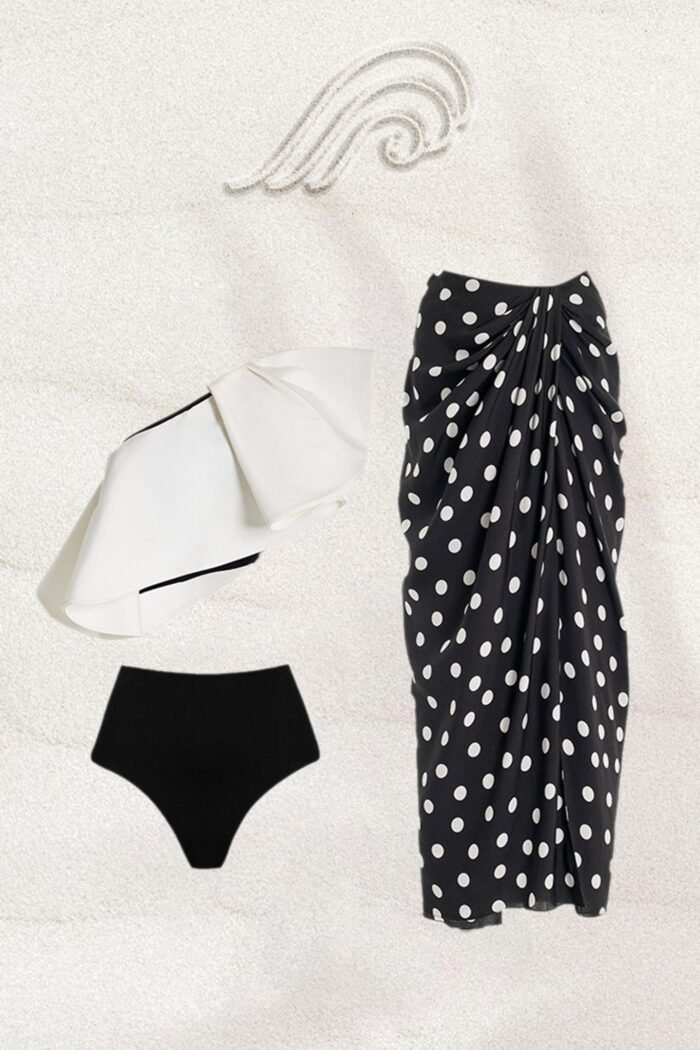 Lindsay One-Shoulder Polka Dot Swim Set - Image 7