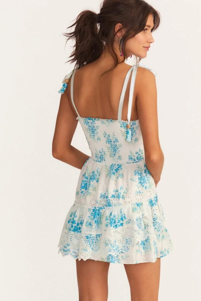 Liv Printed Embroidered Lace Tiered Mini Dress - Image 5