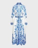 Liz Printed Belted Flare Midi Shirt Dress - Image 5