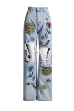 Liza Floral & Sun Printed Ripped Jeans - Image 8