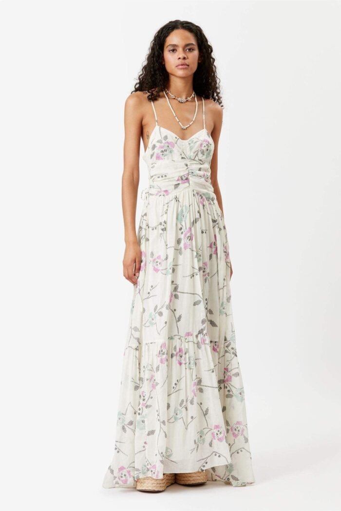 Lorna Printed Embroidered Flare Slip Maxi Dress - Image 1