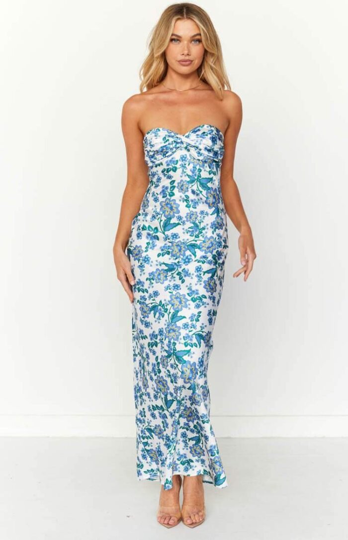 Lorna Printed Knotted Tube Maxi Dress - Image 1