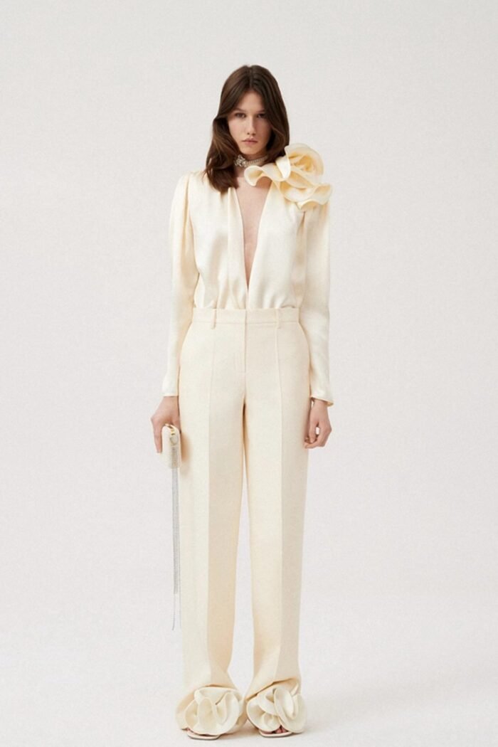Lorraine Flower Satin Flowy Blouse - Image 3