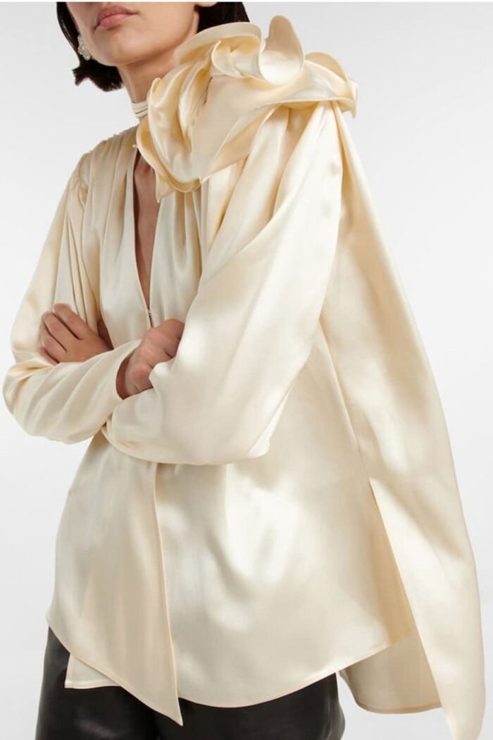 Lorraine Flower Satin Flowy Blouse - Image 1