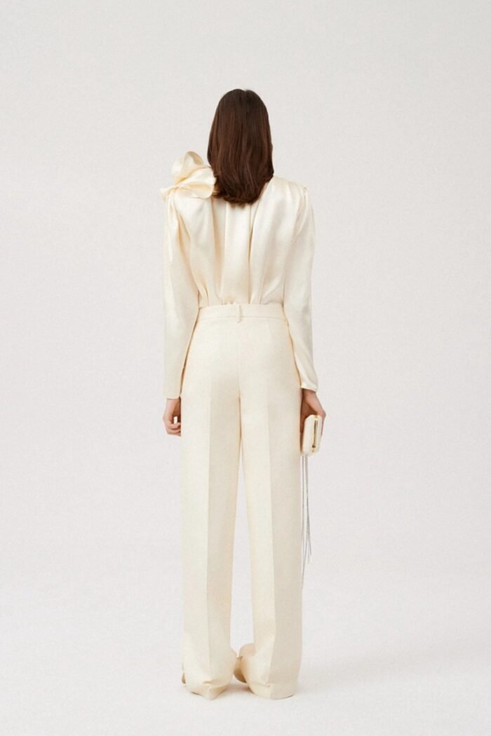 Lorraine Flower Satin Flowy Blouse - Image 4