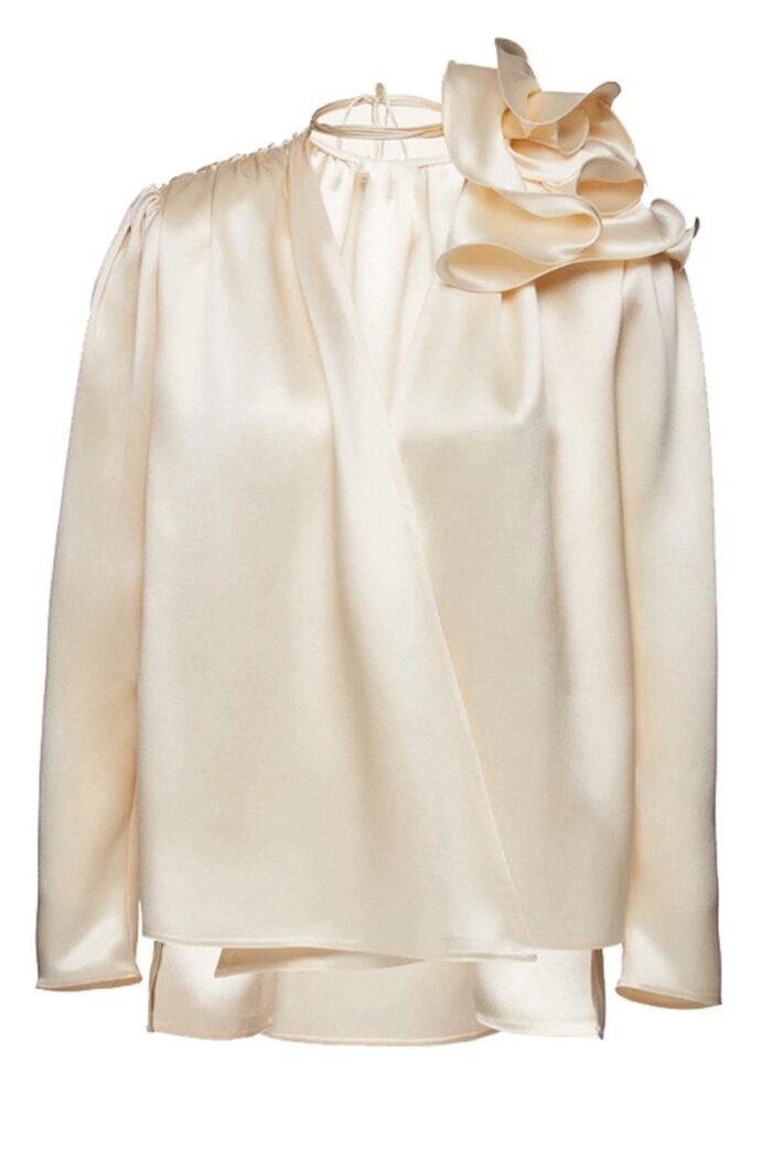 Lorraine Flower Satin Flowy Blouse - Image 7