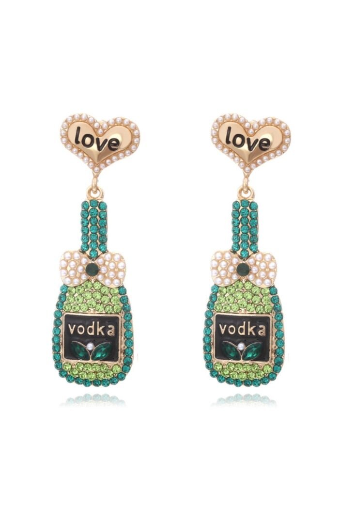 Love Bottle Diamante Pendant Earrings - Image 1
