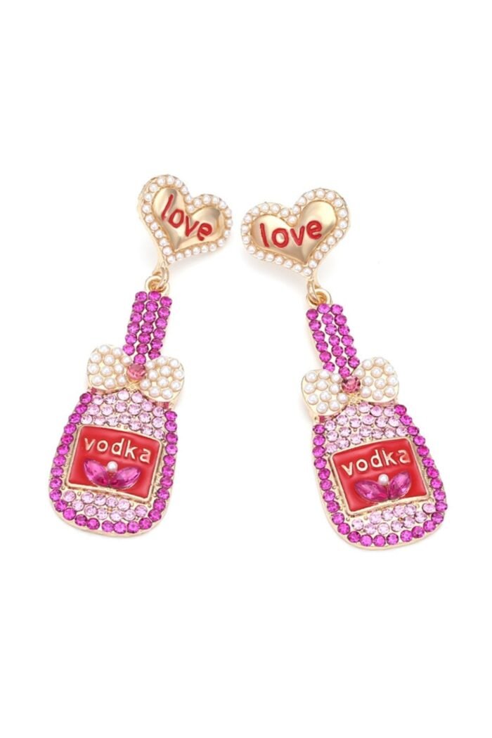Love Bottle Diamante Pendant Earrings - Image 5