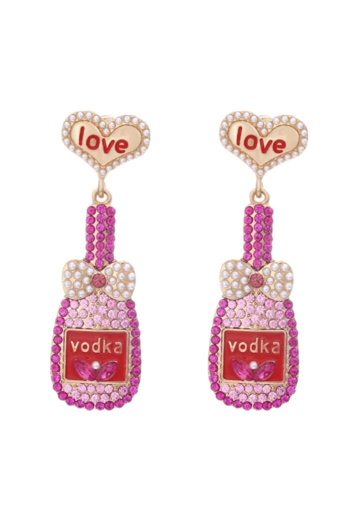 Love Bottle Diamante Pendant Earrings - Image 4