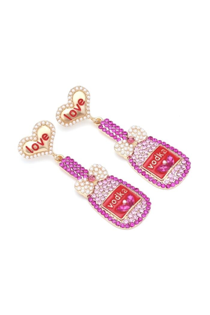 Love Bottle Diamante Pendant Earrings - Image 6