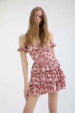 Mabel Printed Corset Tiered Mini Dress - Image 4