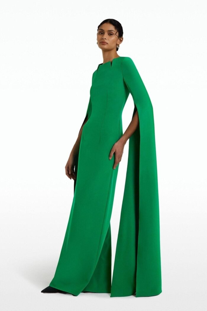 Madge Pointed Collar Long Sleeves Maxi Dress - Image 1