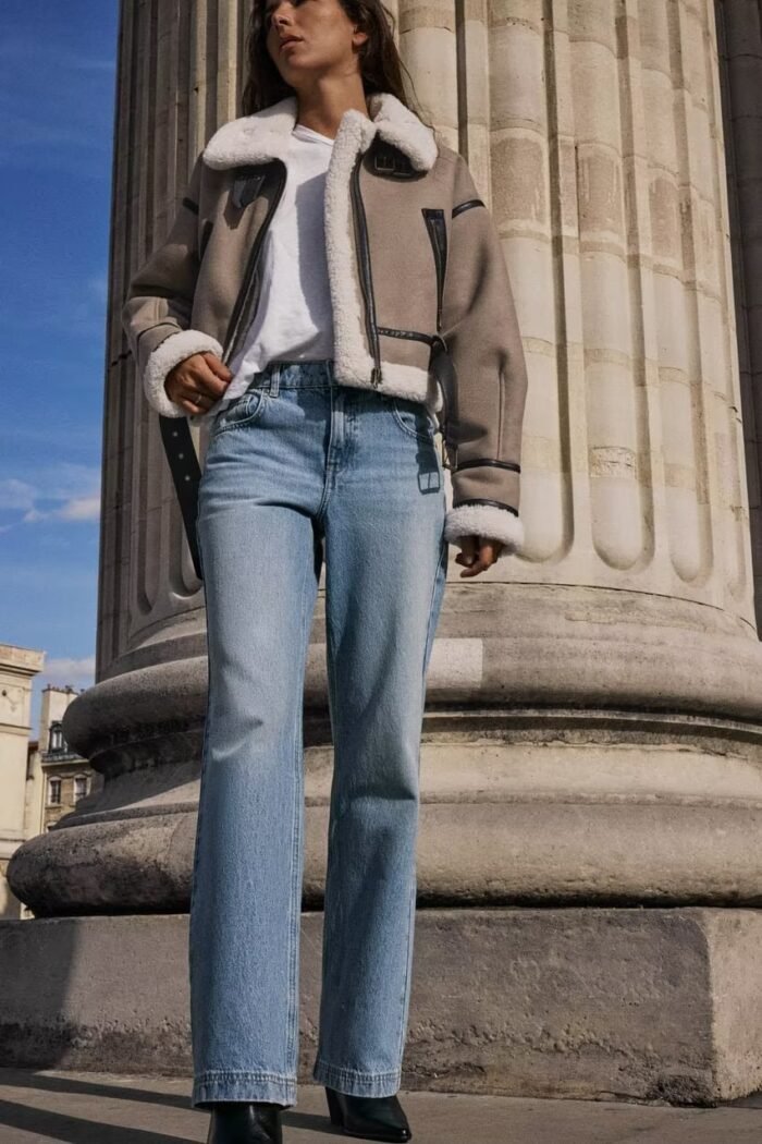 Maureen Belted Contrast Shearling Jacket - Image 3