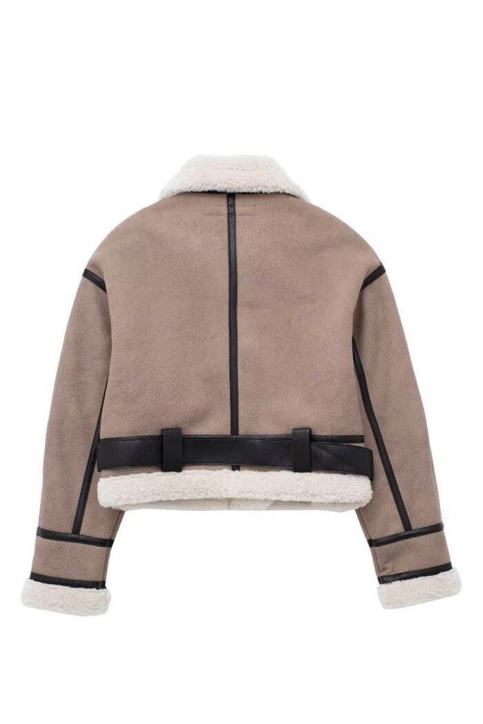 Maureen Belted Contrast Shearling Jacket - Image 6