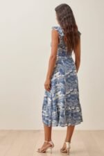 Meg Printed Ruffle Slit Midi Dress - Image 4