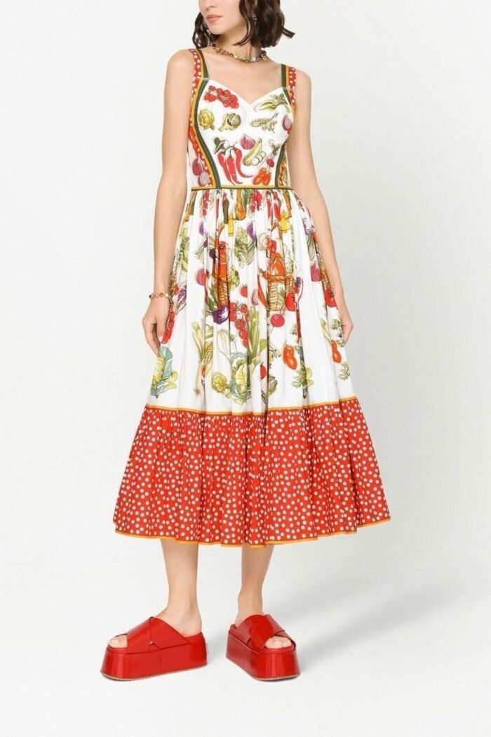 Melissa Printed Flare Strap Midi Dress - Image 1