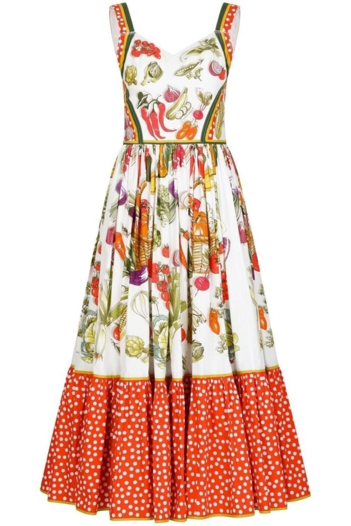 Melissa Printed Flare Strap Midi Dress - Image 4