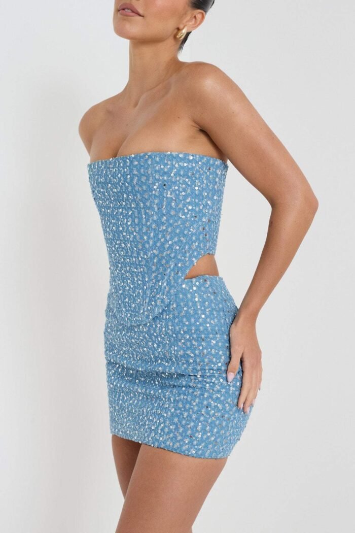 Melissa Sequins Denim Skirt Set - Image 4