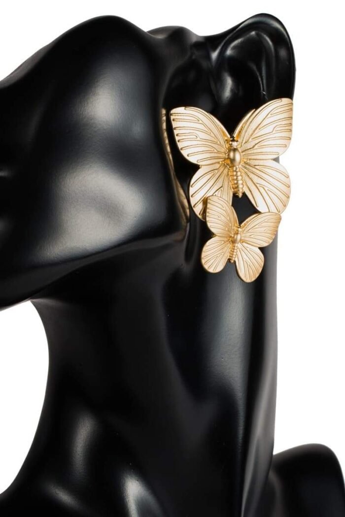 Metal Butterfly Drop Earrings - Image 3