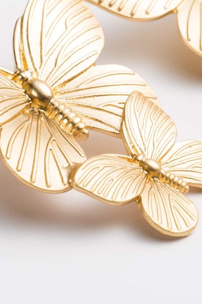 Metal Butterfly Drop Earrings - Image 6