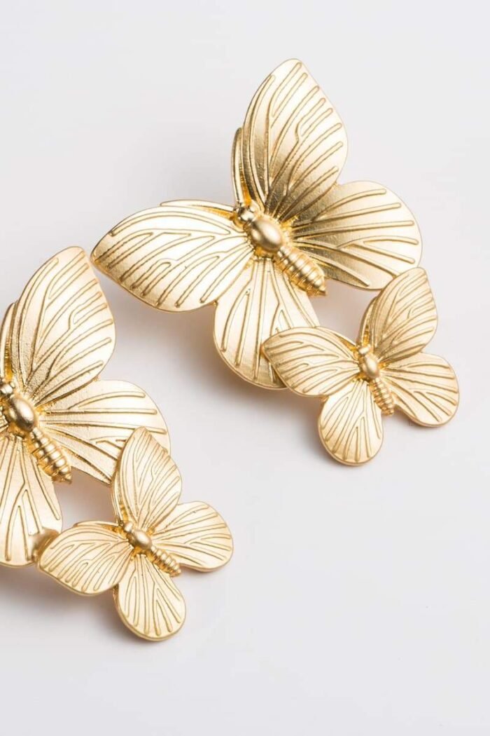Metal Butterfly Drop Earrings - Image 5