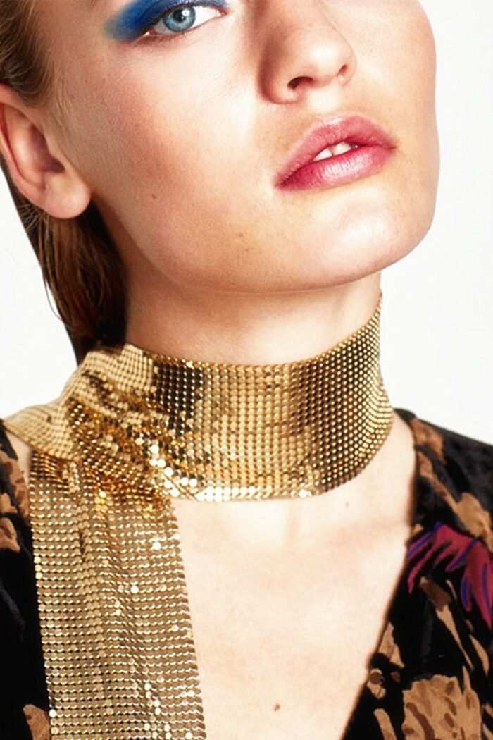Metallic Tassel Skinny Scarf - Image 1