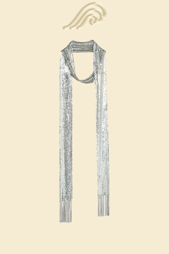 Metallic Tassel Skinny Scarf - Image 4