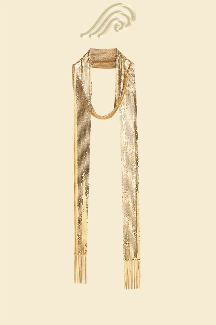 Metallic Tassel Skinny Scarf - Image 3