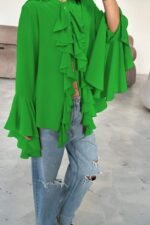 Michelle Semi-sheer Ruffle Blouse - Image 9