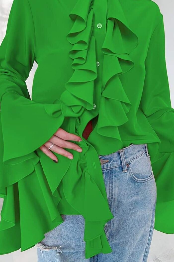 Michelle Semi-sheer Ruffle Blouse - Image 10