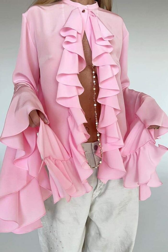 Michelle Semi-sheer Ruffle Blouse - Image 2