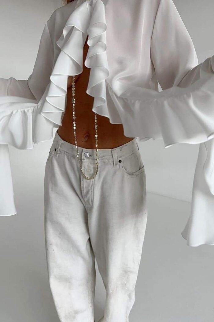 Michelle Semi-sheer Ruffle Blouse - Image 7