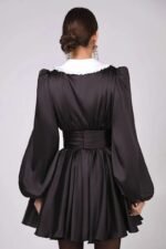 Milena V-neck Lantern Sleeve Mini Dress - Image 6