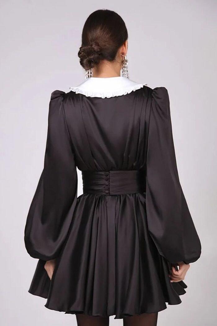 Milena V-neck Lantern Sleeve Mini Dress - Image 6