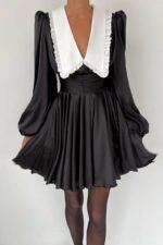 Milena V-neck Lantern Sleeve Mini Dress - Image 2