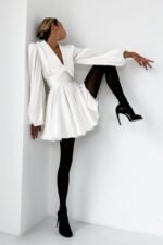Milena V-neck Lantern Sleeve Mini Dress - Image 8