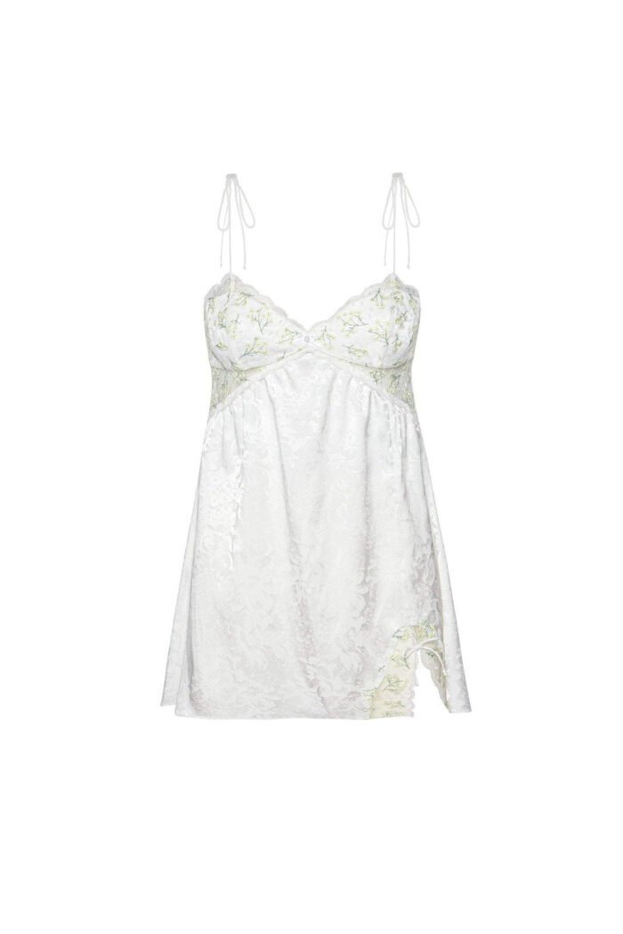 Muriel Lace Cut-out Satin Lounge Dress - Image 6