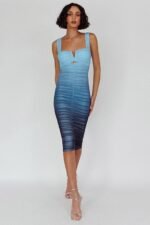 Nelly Printed Gathered Mesh Midi Dress - Image 5