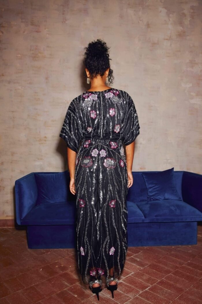 Nina Floral Embroidered Sequins Maxi Dress - Image 6