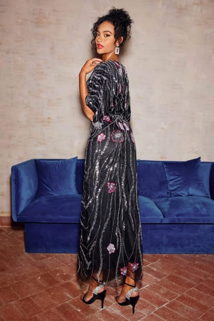Nina Floral Embroidered Sequins Maxi Dress - Image 5