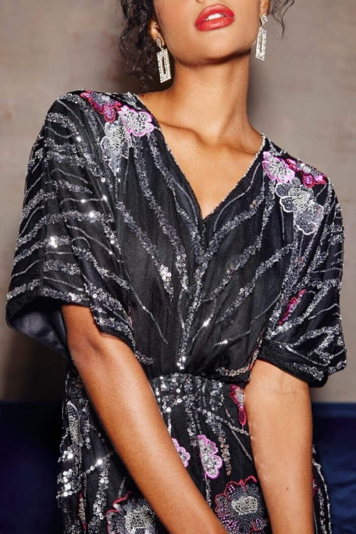 Nina Floral Embroidered Sequins Maxi Dress - Image 7