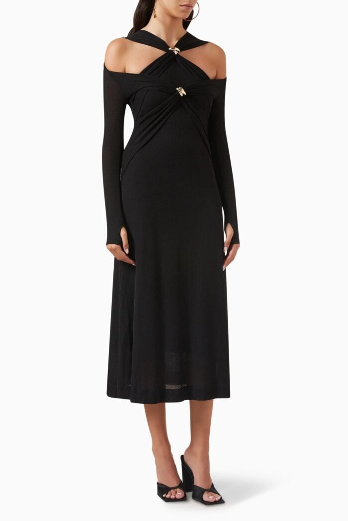 Nita Cut-out Cross Bodice Midi Knit Dress - Image 2