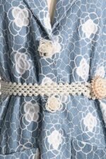 Nita Lace Embroidered Pearl Belted Coat - Image 3