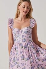 Nita Printed Lace-up Slit Midi Corset Dress - Image 4