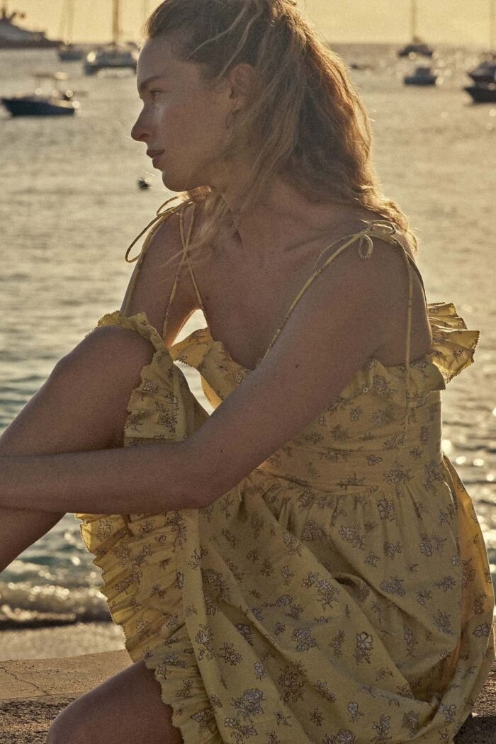 Novia Printed Ruffle Trim Slip Midi Dress - Image 5
