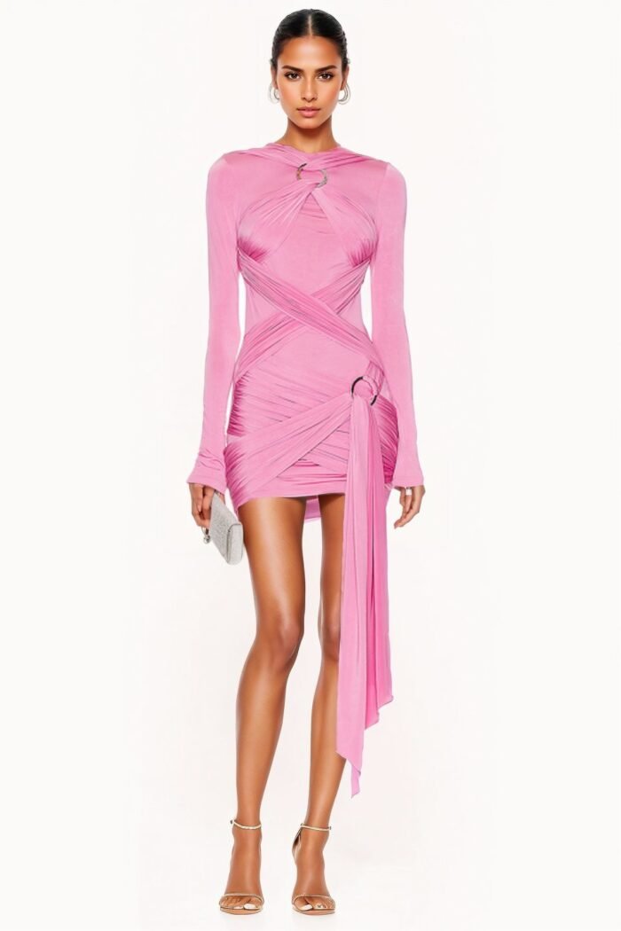 Odelia Lace-up Strap Mini Dress - Image 1
