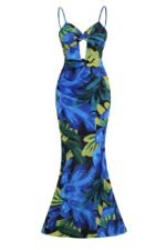 Odelia Printed Knot Flare Maxi Slip Dress - Image 5