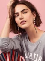 Odelia Rainbow Diamante Chain Earrings - Image 2