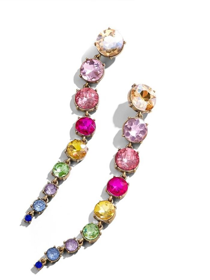 Odelia Rainbow Diamante Chain Earrings - Image 1